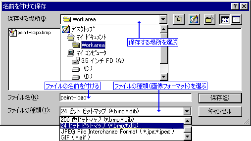 GIF鎞|LoX̐FƃTCY