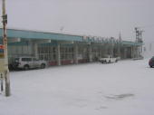 上川駅に到着しました。吹雪いています・・・・(^^;