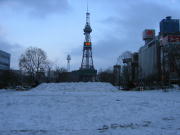 雪像跡とテレビ塔