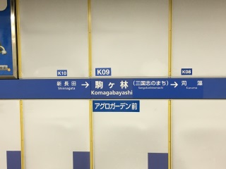 駒ヶ林駅。三国志のまちと書かれています