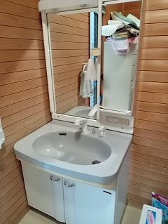 洗面台用シングルレバーシャワー混合水栓／交換後