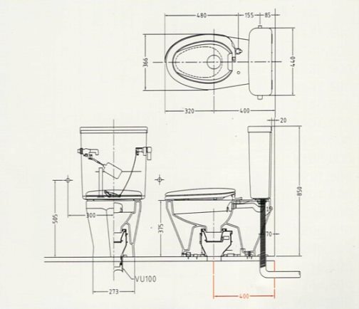 簡易水洗便器（ロンシール機器） DXR-700 寸法図