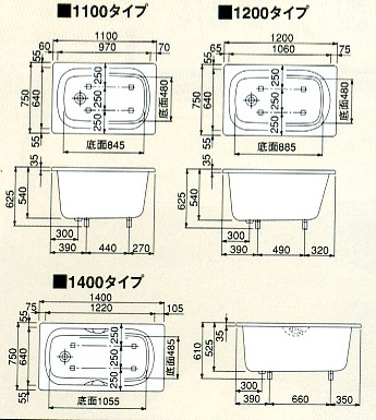人工大理石浴槽 コクーン（クリナップ）寸法図