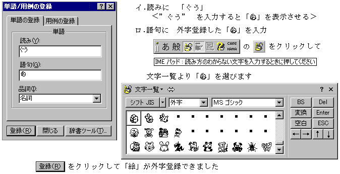 イラストを文字に登録